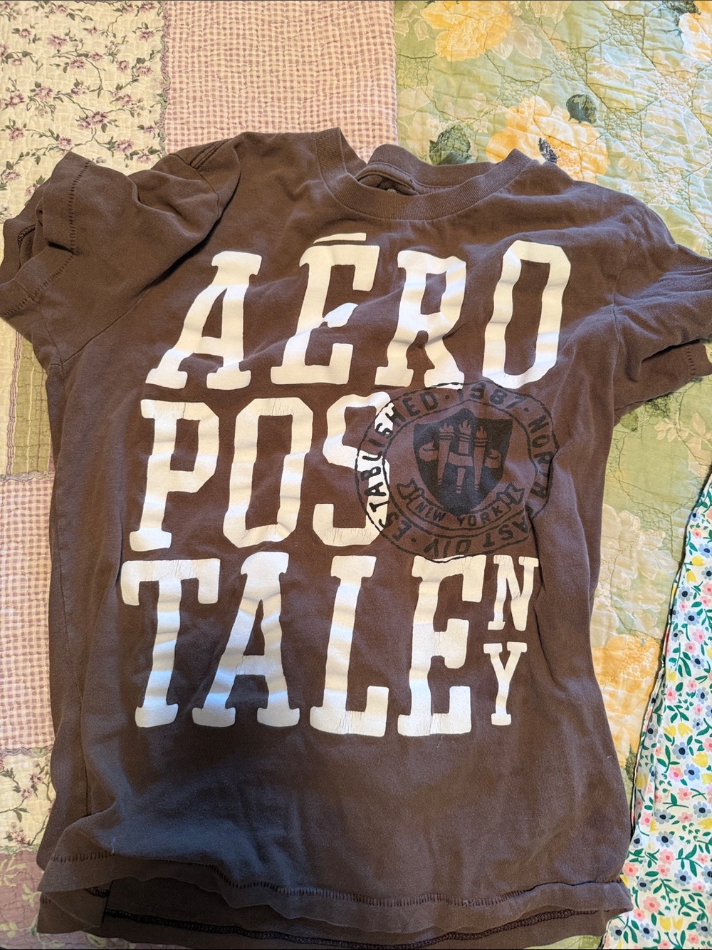 Aeropostale Kids Brown Tee with Large White Logo